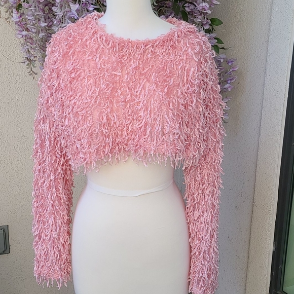 Nasty Gal Sweaters - MOTEL BY NASTY GAL PINK SHAGGY SWEATER SIZE M